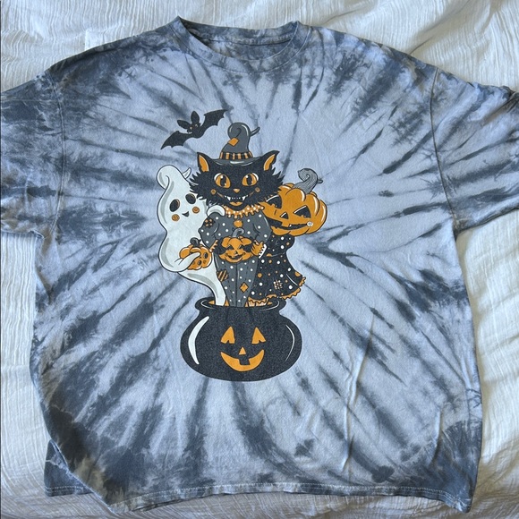 the halloween shirt company Other - Halloween Cat Tie-Dye Tee - Gray and Orange